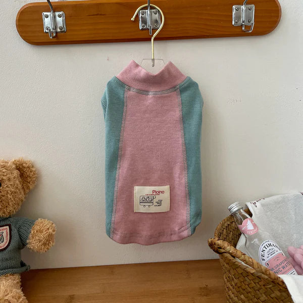 Contrast Color Sleeve Cotton Base Shirt Pet