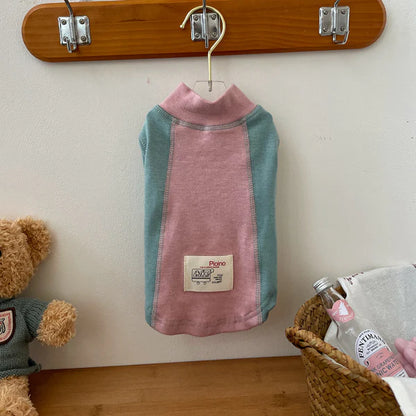 Contrast Color Sleeve Cotton Base Shirt Pet