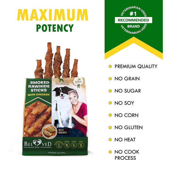 Dog Smoked Rawhide Sticks Wrapped Chicken Pet Natural Chew