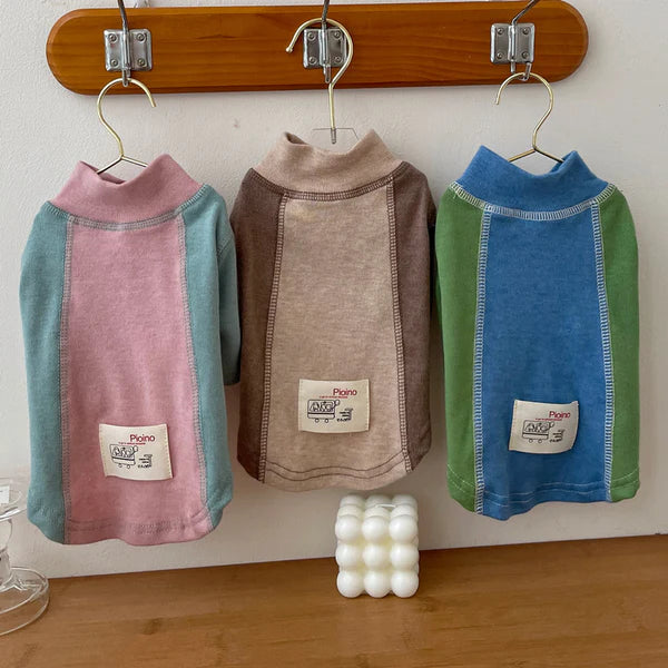 Contrast Color Sleeve Cotton Base Shirt Pet