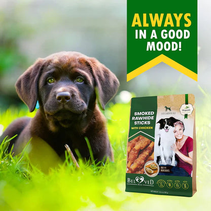 Dog Smoked Rawhide Sticks Wrapped Chicken Pet Natural Chew