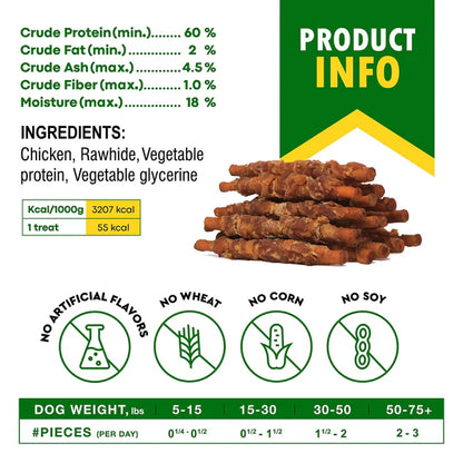 Dog Smoked Rawhide Sticks Wrapped Chicken Pet Natural Chew