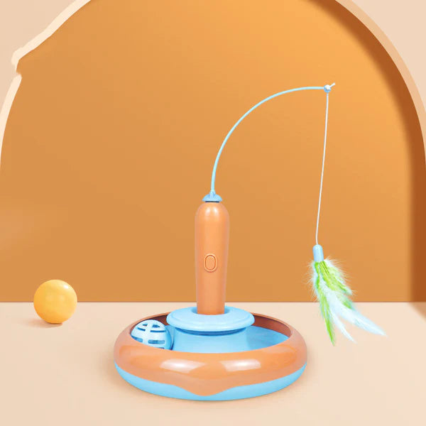 2 In 1 Pet Cat Toy With Feather For Self-play Cat Turntable Pets
